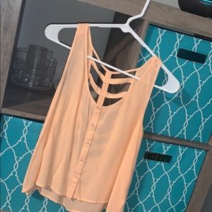 Peach sheer tank top